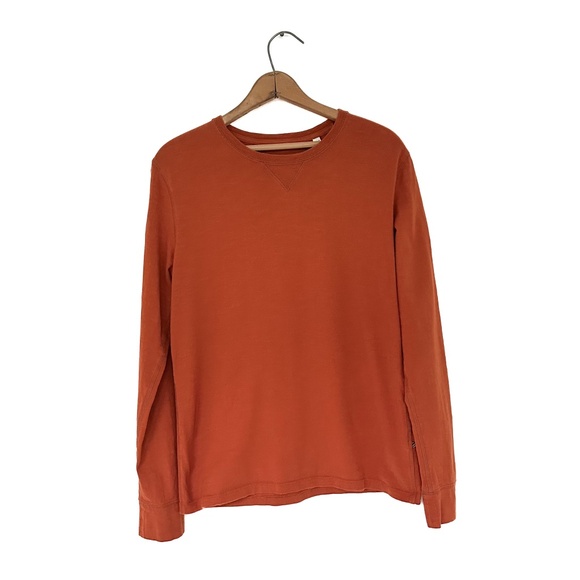Billy Reid Orange Cotton Crew Neck Long Sleeve - Size Small